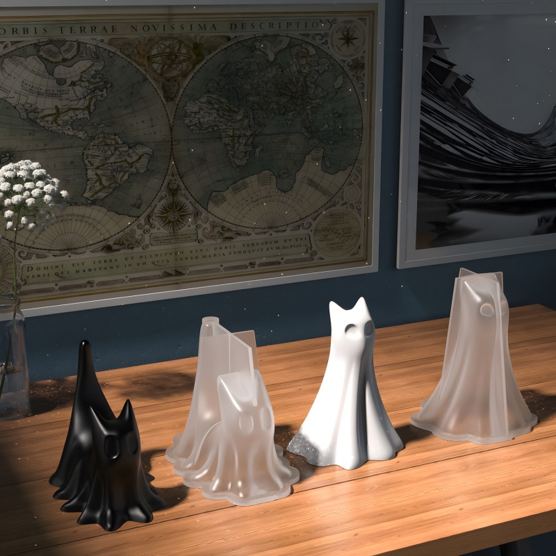 Ghost Cat Halloween Desktop Or - đánh giá và giá Candle Making Design