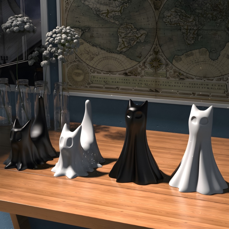 Ghost Cat Halloween Desktop Or - đánh giá và giá Candle Making Design
