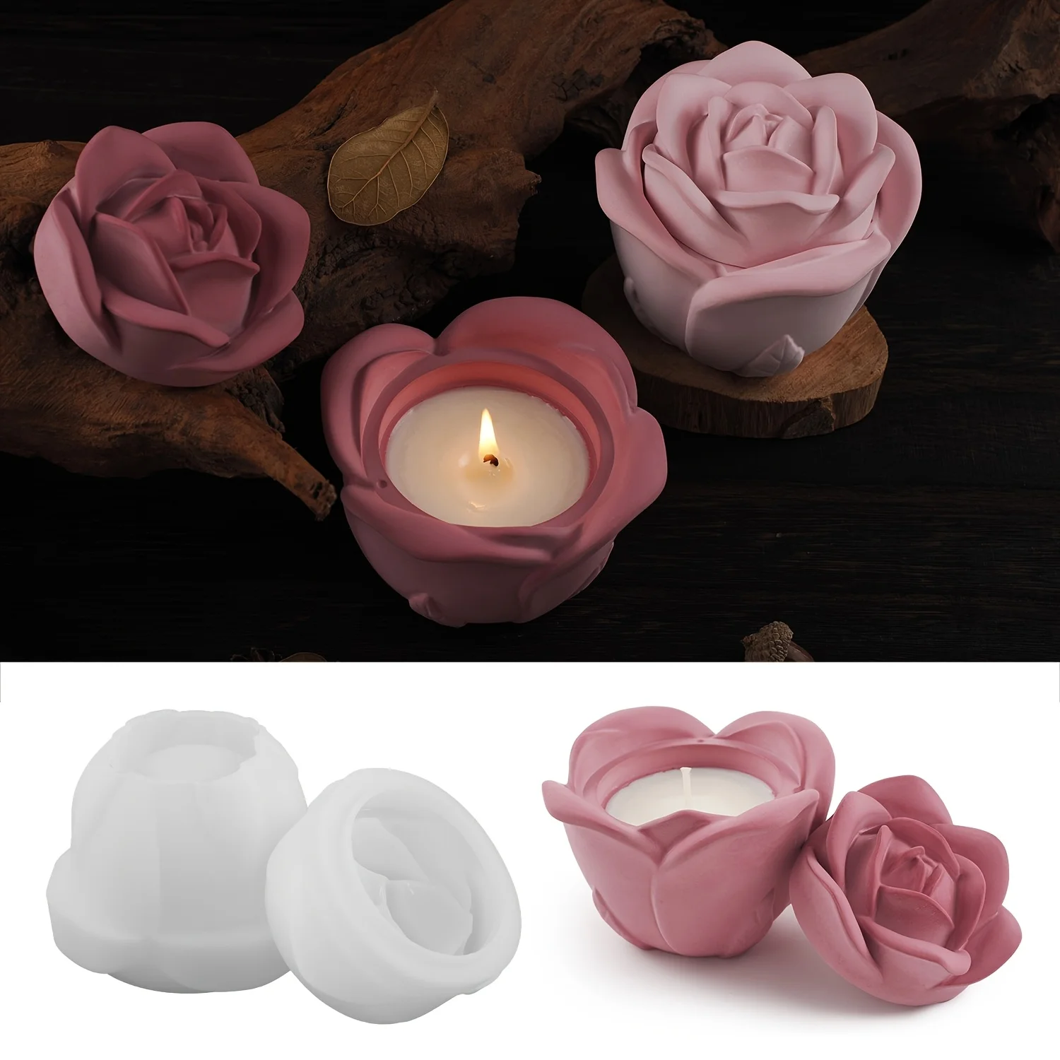 2-Piece Set Rose Shaped Silico - đánh giá và giá Candle Making Design